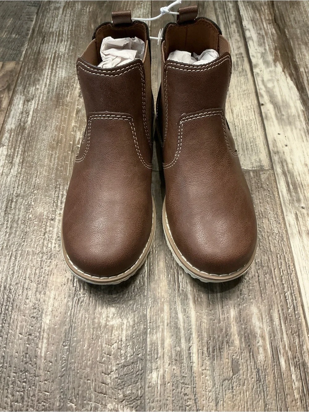 Old Navy Kid’s Brown Faux Leather Chelsea Slip on Boots Size 13